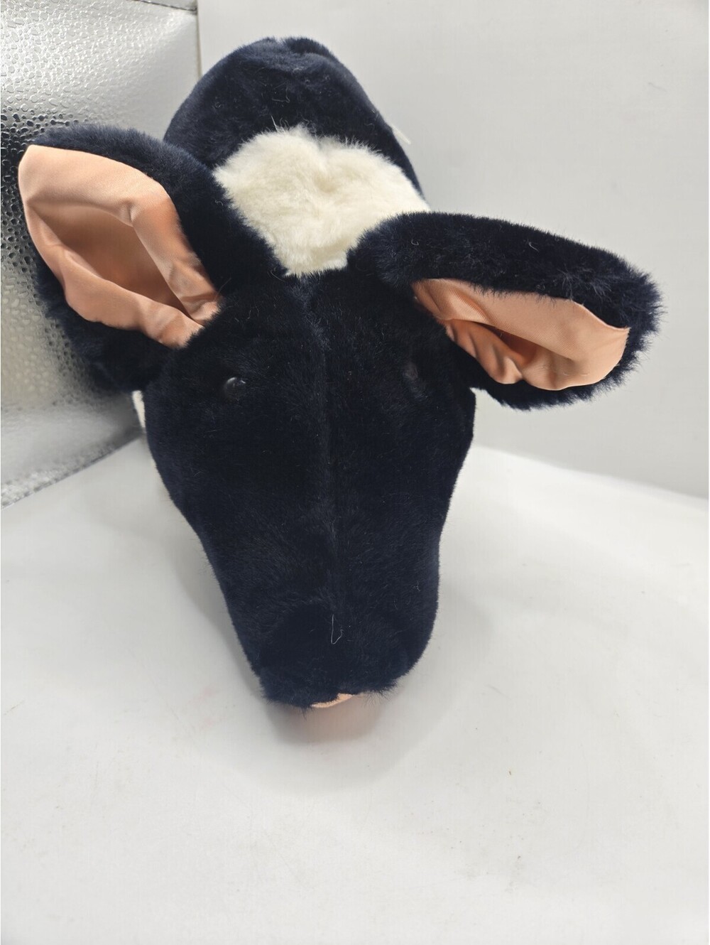 Vintage Bobtail Plush Hampshire Pig Black White Rare Stuffed Animal Toy 11"